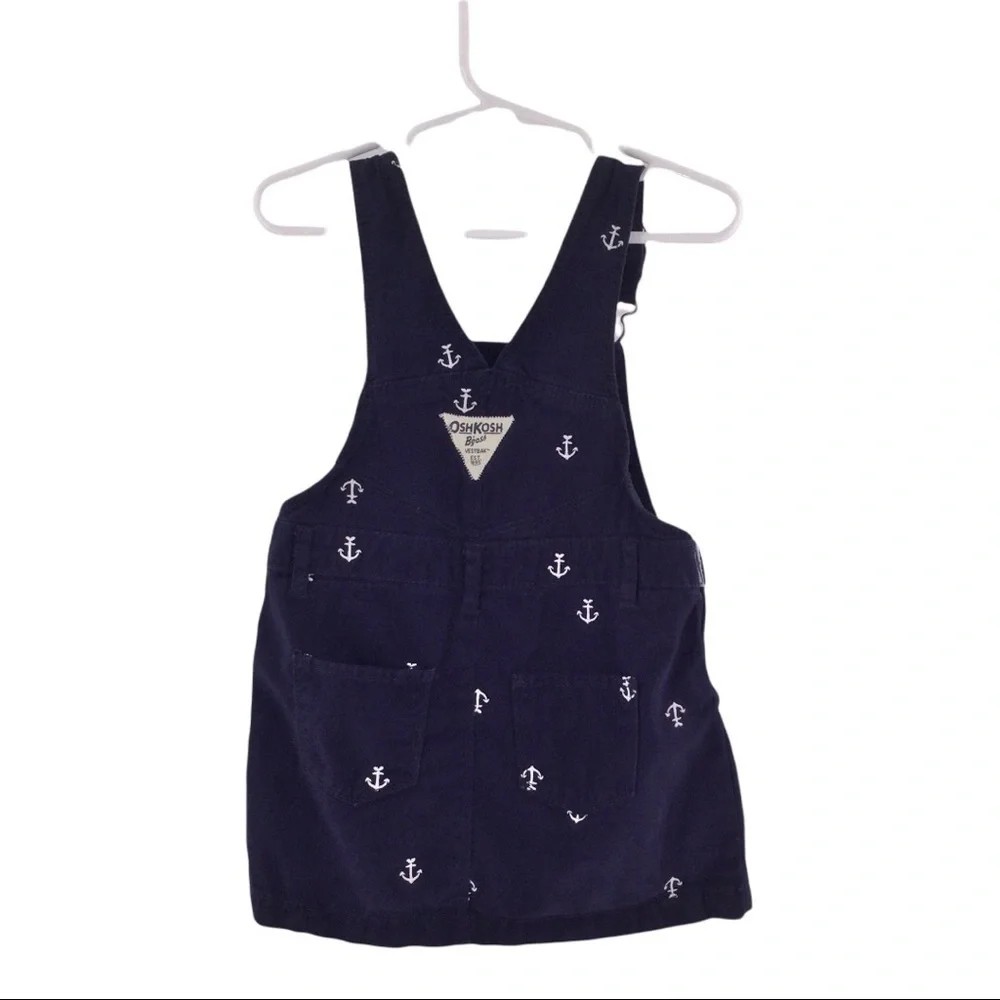 #017 Oshkosh Anchors Away Girl’s Blue and White Overall Dress‎